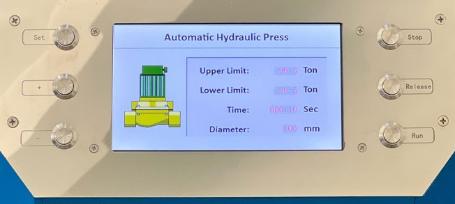 Setting interface for die diameter and parameters